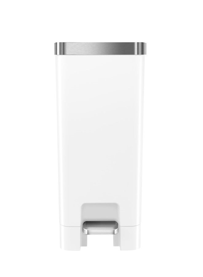 Obsessions EKO 10L Plastic Step Bin with Pedal, Waste Storage Trash Can, White - Image 1